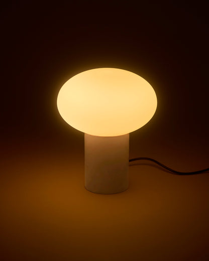 Glowmere Ivy Frosted Oval Globe Minimalist Table Lamp in cream