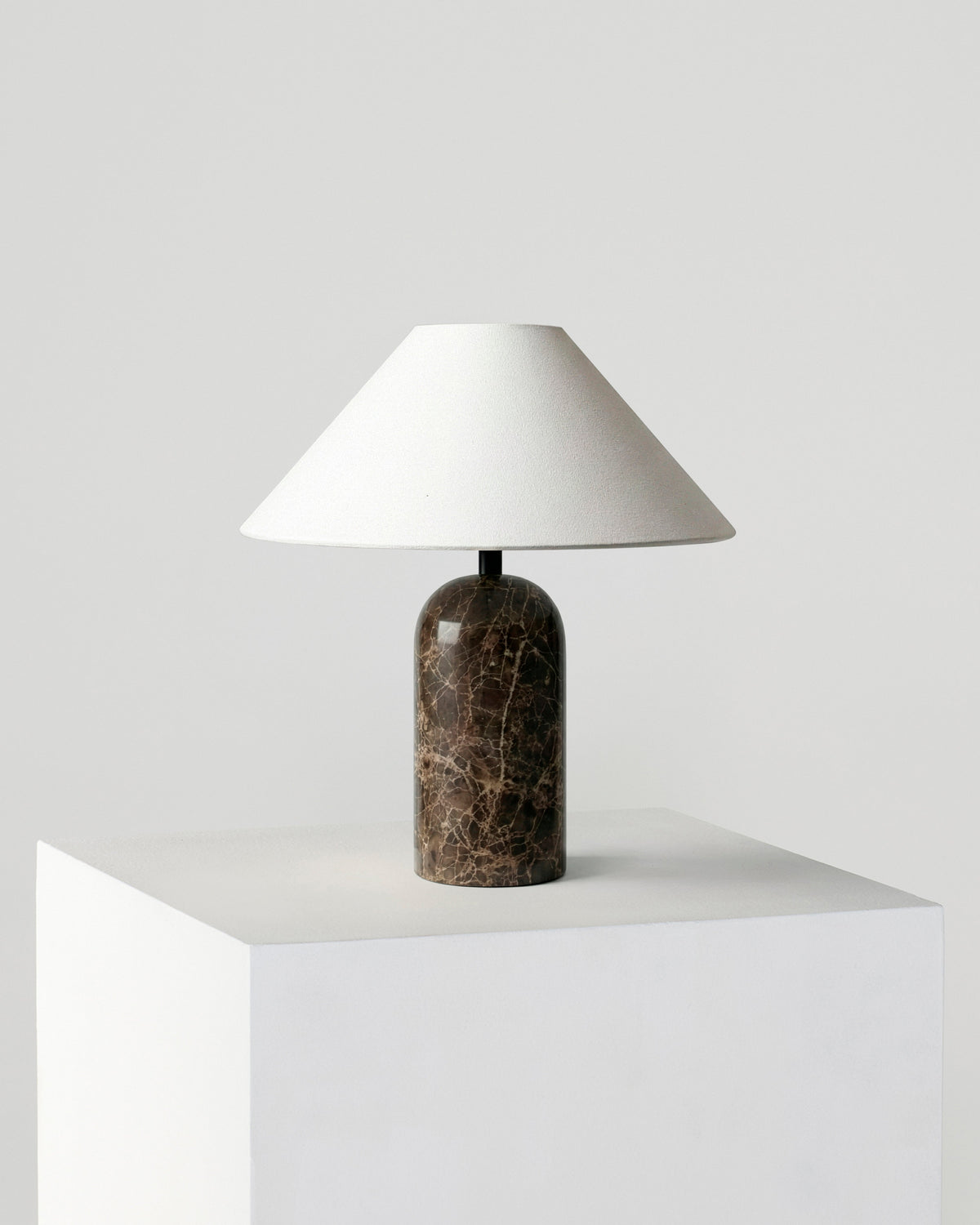Glowmere Sansa Natural Stone Base A Line Shade Table Lamp overall view