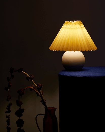 Glowmere Serena Ceramic Globe Base Table Lamp with Pleated Shade view 3