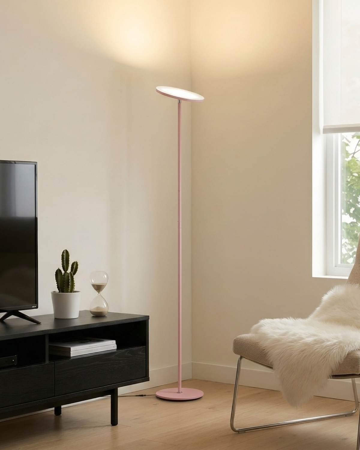 Glowmere Sky Torchiere LED Floor Lamp in pink