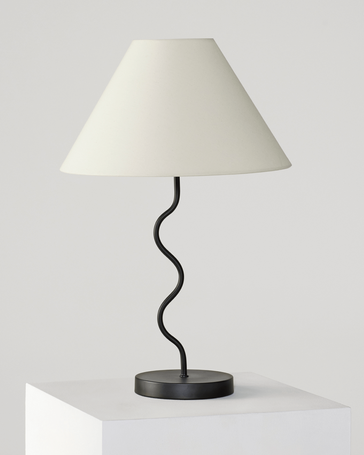 Glowmere Squiggle Zig Zag Base Table Lamp with Fabric Shade in black