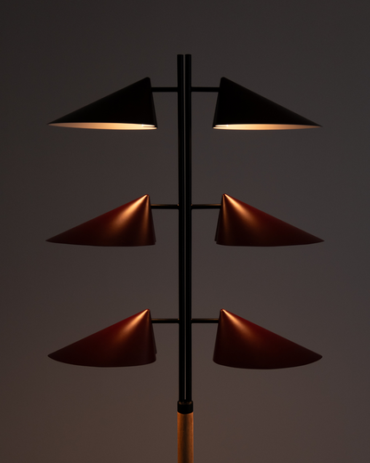 Glowmere Ivo Six Shade Vintage Floor Lamp with Maple Stem view 5