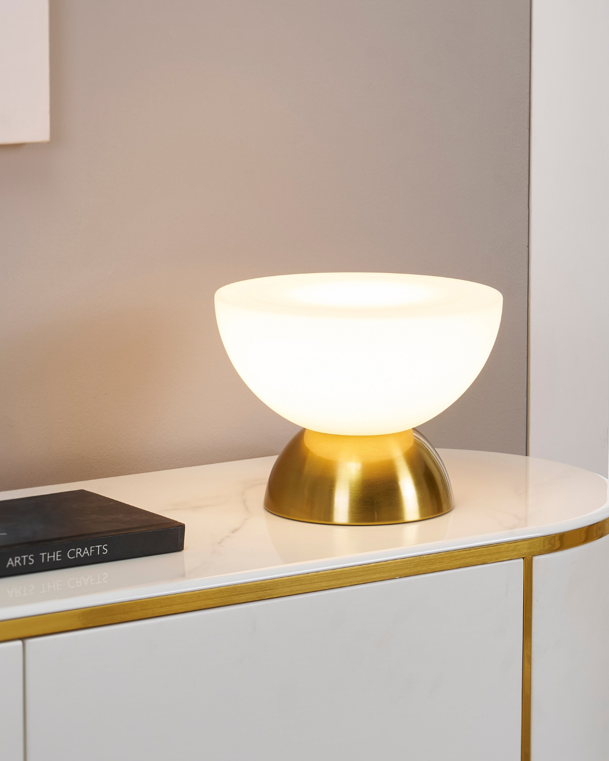 Glowmere Lamina Double Dome Brass Table Lamp with Dimmer view 2