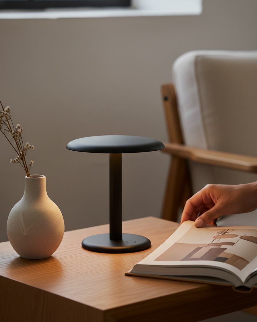Glowmere Zeno Rechargeable Touch Dimming Portable Lamp in black