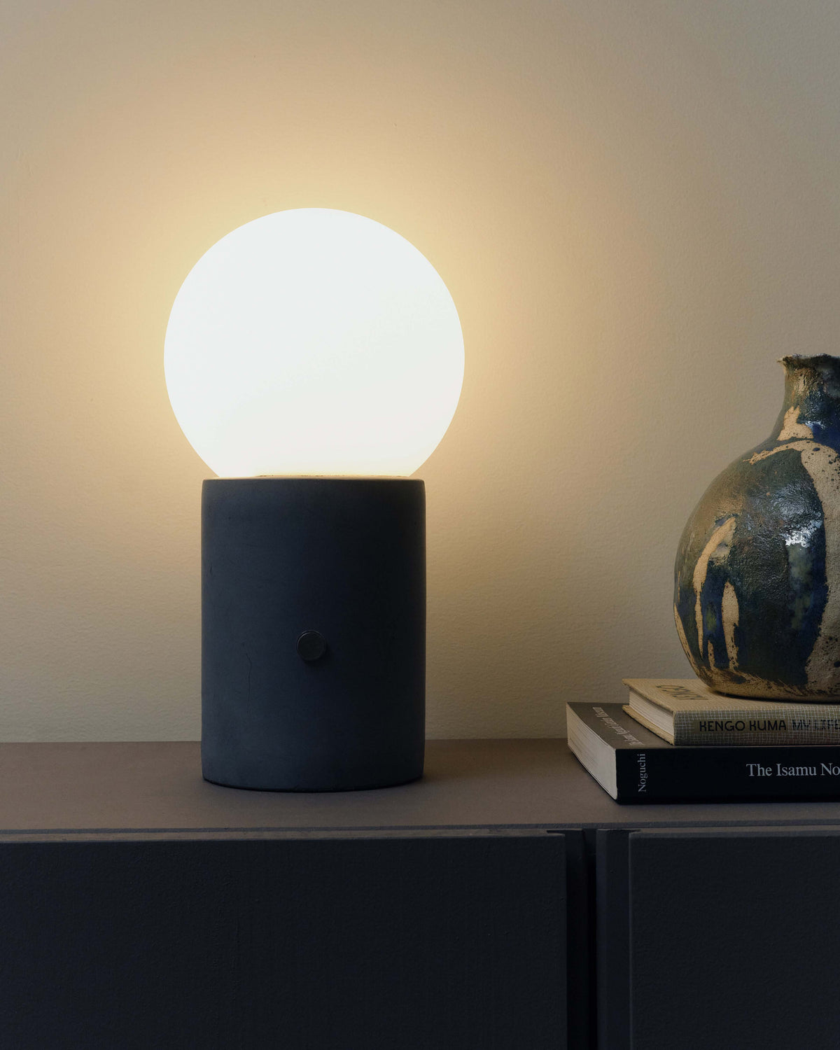 Glowmere Kai Minimalist Three Touch Dimmer Table Lamp in cement