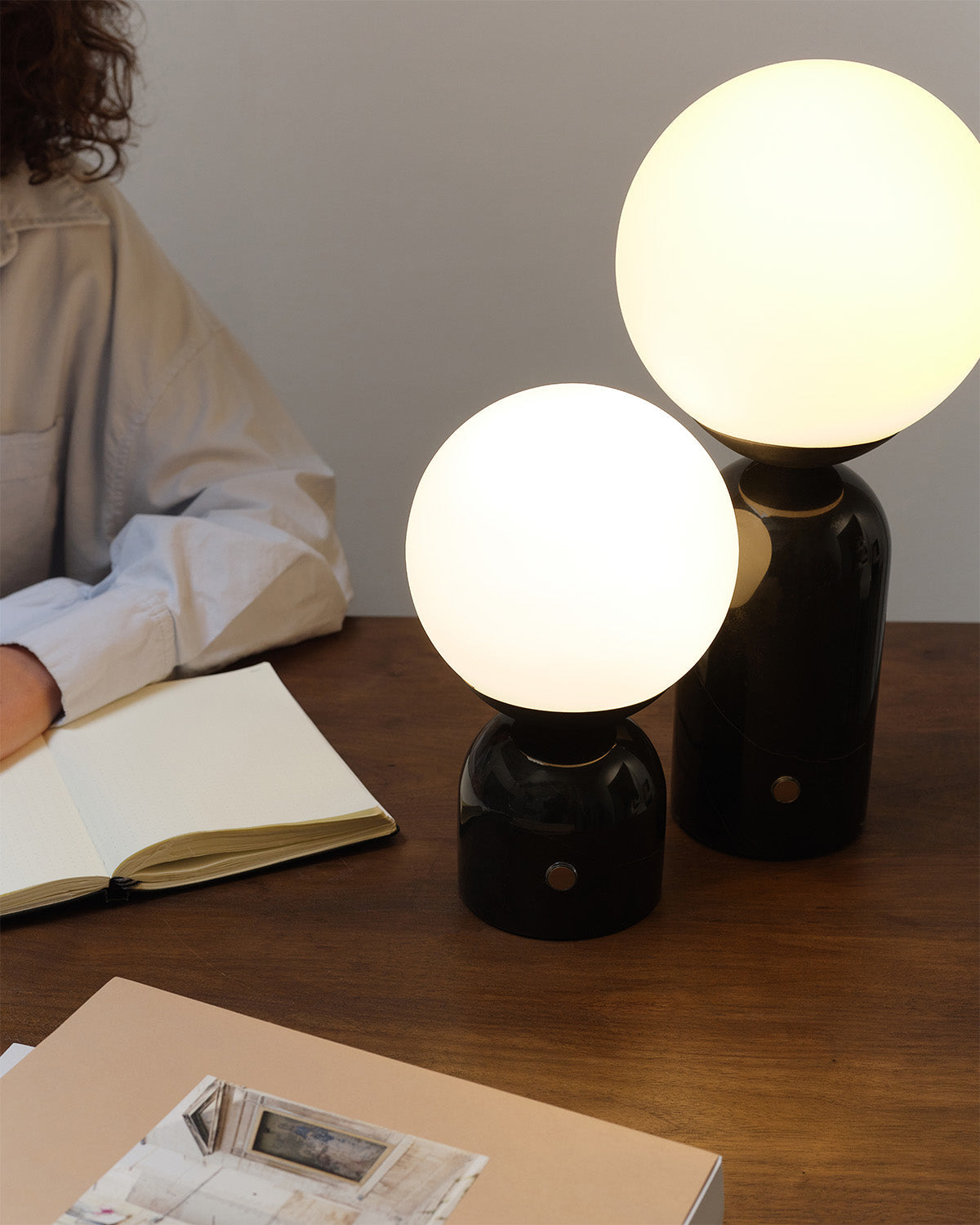 Glowmere Mila Marble Globe Table Lamp in black