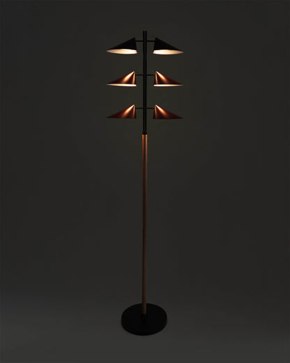 Glowmere Ivo Six Shade Vintage Floor Lamp with Maple Stem view 3