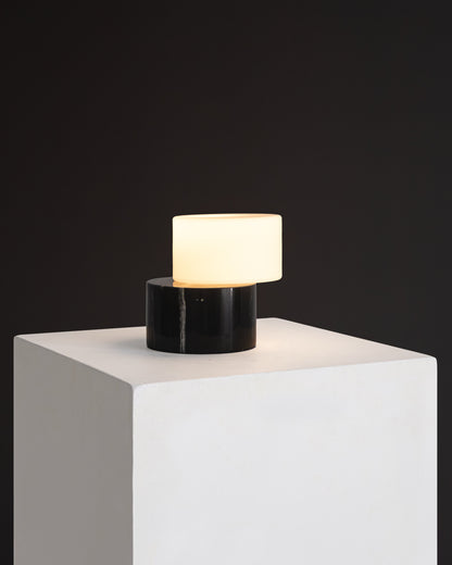 Glowmere ZigZag Opal Glass Shade Marble Base Table Lamp view 2